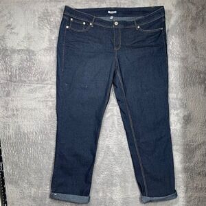 Bongo Plus Jeans Womens 24W Dark Wash Blue Straight Leg Cuffed Stretch Denim